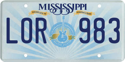 MS license plate LOR983