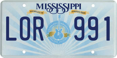 MS license plate LOR991