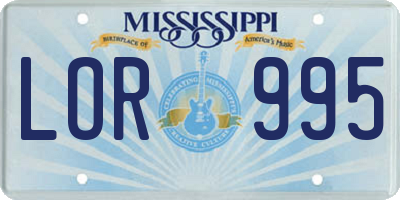 MS license plate LOR995