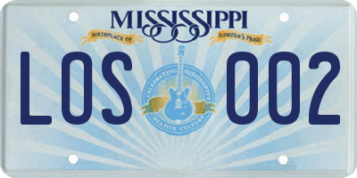MS license plate LOS002