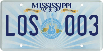 MS license plate LOS003