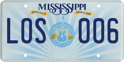 MS license plate LOS006