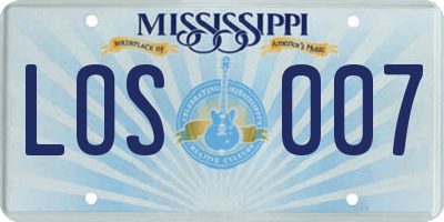 MS license plate LOS007