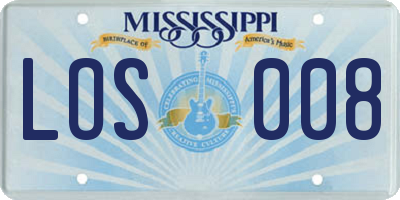 MS license plate LOS008