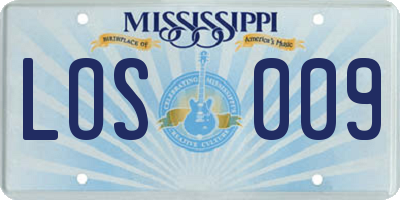 MS license plate LOS009