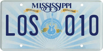 MS license plate LOS010