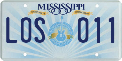 MS license plate LOS011