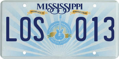 MS license plate LOS013