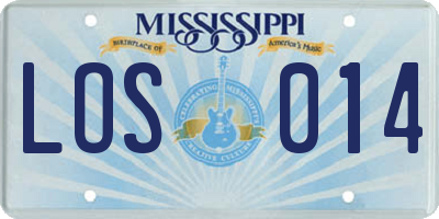 MS license plate LOS014