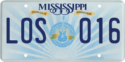 MS license plate LOS016