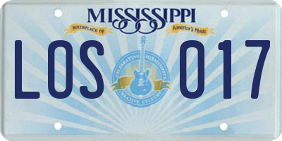MS license plate LOS017