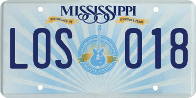 MS license plate LOS018