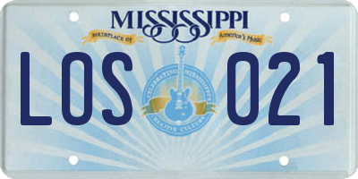 MS license plate LOS021