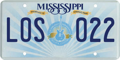 MS license plate LOS022