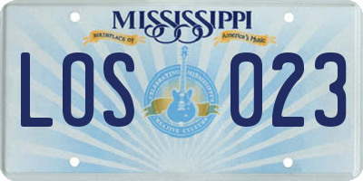 MS license plate LOS023