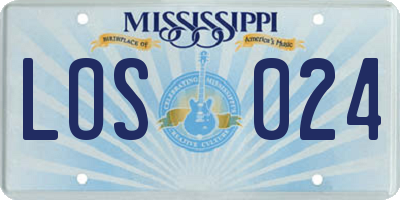 MS license plate LOS024