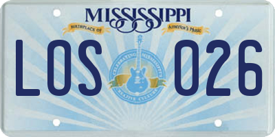 MS license plate LOS026