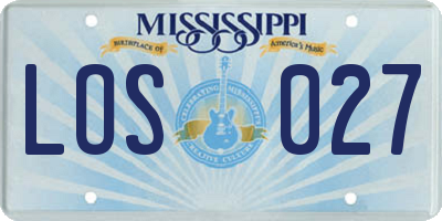 MS license plate LOS027