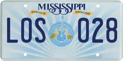 MS license plate LOS028