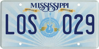 MS license plate LOS029