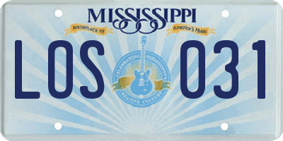 MS license plate LOS031