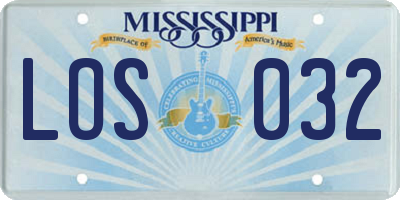 MS license plate LOS032