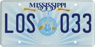 MS license plate LOS033