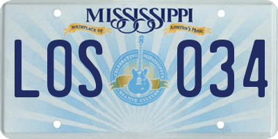 MS license plate LOS034