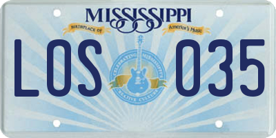 MS license plate LOS035