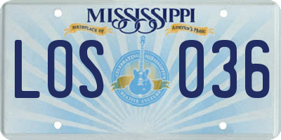 MS license plate LOS036