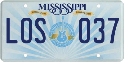 MS license plate LOS037