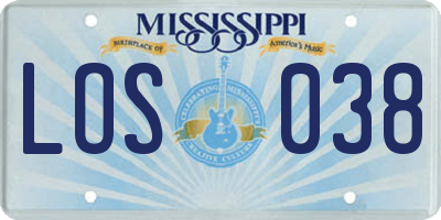 MS license plate LOS038