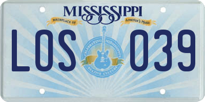 MS license plate LOS039