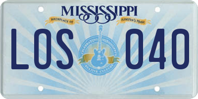 MS license plate LOS040