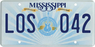 MS license plate LOS042