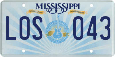 MS license plate LOS043