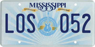 MS license plate LOS052