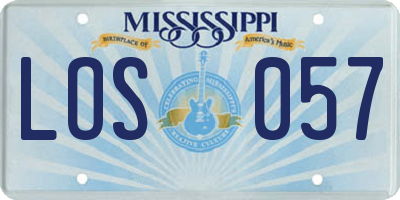 MS license plate LOS057