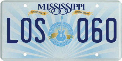 MS license plate LOS060