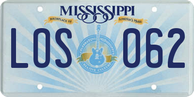 MS license plate LOS062