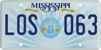 MS license plate LOS063