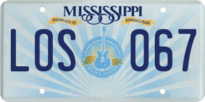 MS license plate LOS067