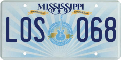 MS license plate LOS068