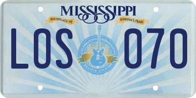 MS license plate LOS070
