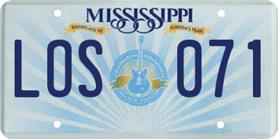 MS license plate LOS071