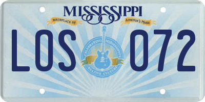 MS license plate LOS072