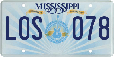 MS license plate LOS078