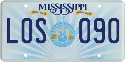 MS license plate LOS090