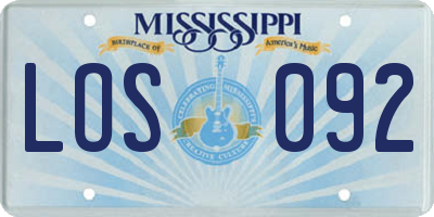 MS license plate LOS092