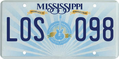 MS license plate LOS098